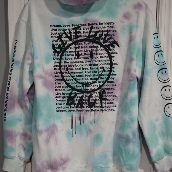 H&M Smiley Tie-Dye Hoodie SMOKE FREE HOME - Picture 3 of 6